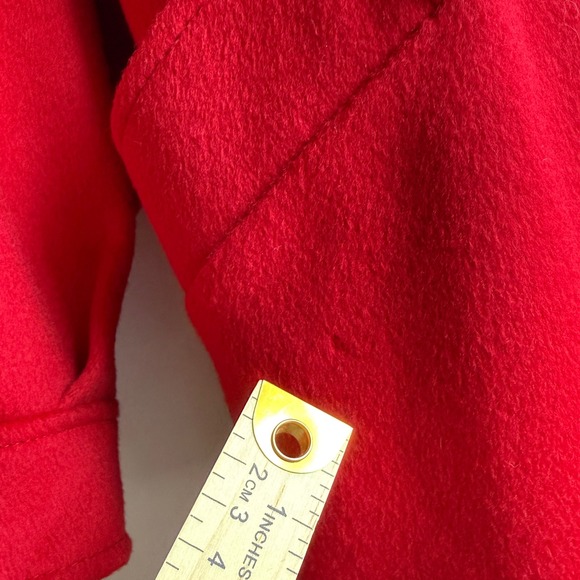 Vintage Red Wool Coat Petite M/L Double Breasted Midi Made In USA 80s 90s - Picture 5 of 14